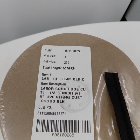 Labor Cord Edge Cut1 - 1/8" Finish 9/16" Black Put-up 290 yards per Spool NEW - Picture 2 of 6